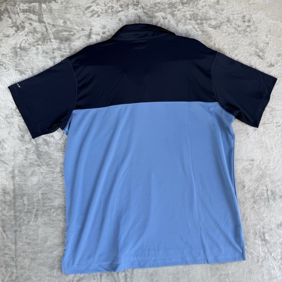NEW Columbia Men's XL Polo Shirt Omni-Shade UPF 40 Sun Protection Blue & Navy - Picture 7 of 7